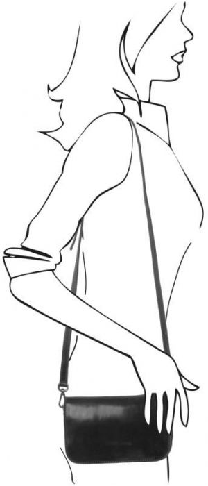 Γυναικείο Τσαντάκι Ώμου Δερμάτινο Tuscany Leather TL141713 Μαύρο