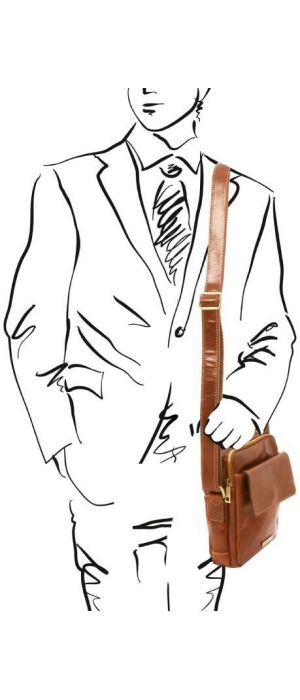 Ανδρικό Τσαντάκι Δερμάτινο Larry Tuscany Leather TL141915 Μελί