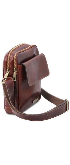 Ανδρικό Τσαντάκι Δερμάτινο Larry Tuscany Leather TL141915 Καφέ