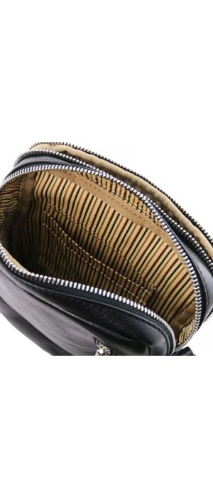 Ανδρικό Τσαντάκι Δερμάτινο Larry Tuscany Leather TL141915 Μαύρο