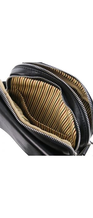 Ανδρικό Τσαντάκι Δερμάτινο Larry Tuscany Leather TL141915 Μαύρο