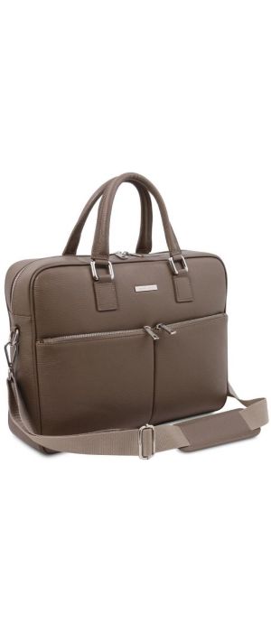 Τσάντα Laptop Δερμάτινη Treviso 17 ίντσες Tuscany Leather TL141986 Σταχτί σκούρο