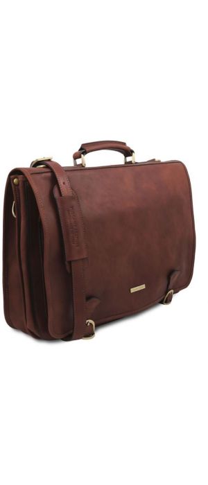 Επαγγελματική Τσάντα Δερμάτινη Ancona 17 ίντσες Tuscany Leather TL142073 Καφέ