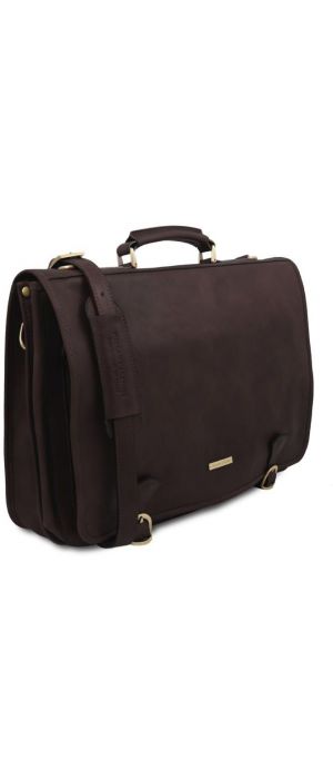 Επαγγελματική Τσάντα Δερμάτινη Ancona 17 ίντσες Tuscany Leather TL142073 Καφέ σκούρο