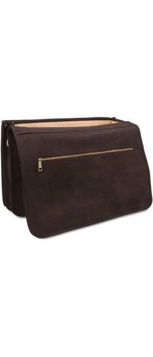 Επαγγελματική Τσάντα Δερμάτινη Ancona 17 ίντσες Tuscany Leather TL142073 Καφέ σκούρο