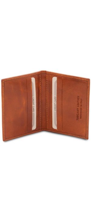 Δερμάτινη θήκη για Επαγγελματικές / Πιστωτικές κάρτες Tuscany Leather TL142063 Μελί