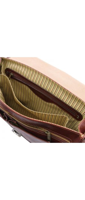 Ανδρική Τσάντα Δερμάτινη Mantova με Smart Connect 15.6 ίντσες Tuscany Leather TL142068 Καφέ