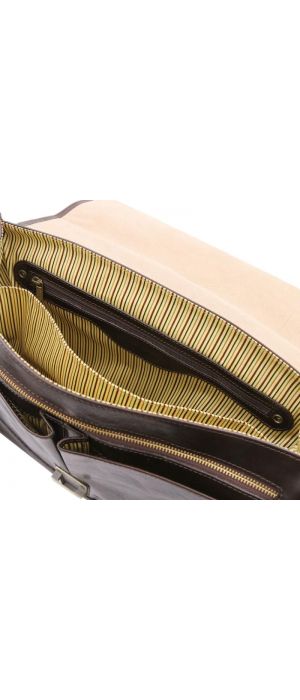 Ανδρική Τσάντα Δερμάτινη Mantova με Smart Connect 15.6 ίντσες Tuscany Leather TL142068 Καφέ σκούρο