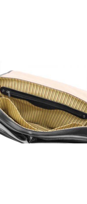 Ανδρική Τσάντα Δερμάτινη Mantova με Smart Connect 15.6 ίντσες Tuscany Leather TL142068 Μαύρο