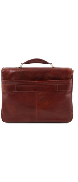 Επαγγελματική Τσάντα Δερμάτινη Alessandria με Smart Connect 15.6 ίντσες Tuscany Leather TL142067 Καφέ