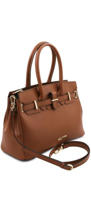 Γυναικεία Τσάντα Δερμάτινη Tuscany Leather TL142174 Κονιάκ