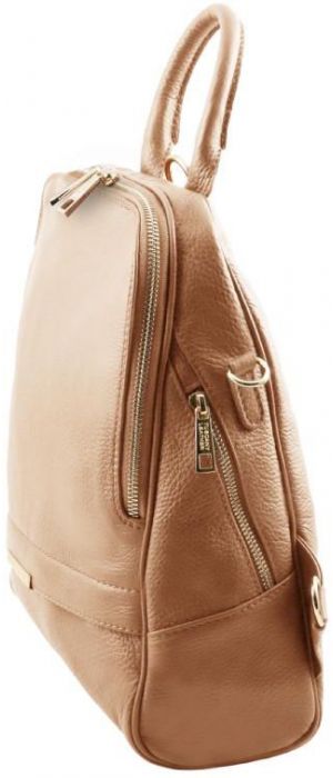 Γυναικεία Τσάντα Πλάτης & Ώμου Δερμάτινη Tuscany Leather TL141376 Σαμπανιζέ