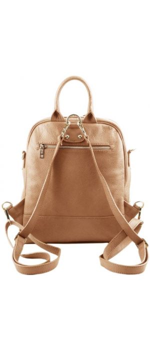 Γυναικεία Τσάντα Πλάτης & Ώμου Δερμάτινη Tuscany Leather TL141376 Σαμπανιζέ