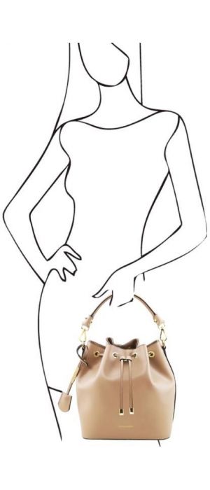 Γυναικεία Τσάντα Δερμάτινη Vittoria Tuscany Leather TL141531 Σαμπανιζέ