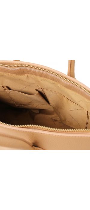 Γυναικεία Τσάντα Δερμάτινη Tuscany Leather TL141529 Σαμπανιζέ