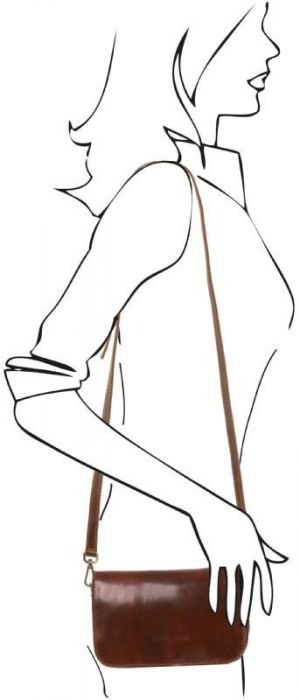 Γυναικείο Τσαντάκι Ώμου Δερμάτινο Tuscany Leather TL141713 Καφέ