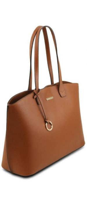 Γυναικεία Τσάντα Ώμου Δερμάτινη Tuscany Leather TL141828 Κονιάκ