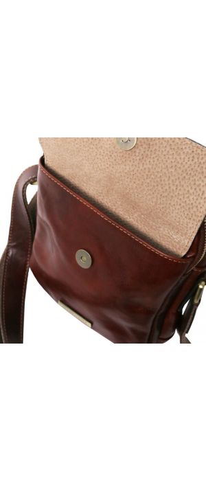 Ανδρικό Τσαντάκι Δερμάτινο Larry Tuscany Leather TL141915 Καφέ