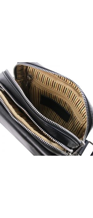 Ανδρικό Τσαντάκι Δερμάτινο Larry Tuscany Leather TL141915 Μαύρο