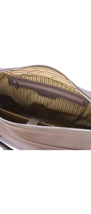 Τσάντα Laptop Δερμάτινη Treviso 17 ίντσες Tuscany Leather TL141986 Σταχτί σκούρο