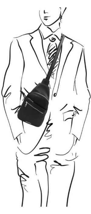 Ανδρικό Τσαντάκι Δερμάτινο Albert Tuscany Leather TL142022 Μαύρο