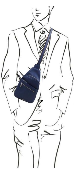 Ανδρικό Τσαντάκι Δερμάτινο Albert Tuscany Leather TL142022 Μπλε σκούρο