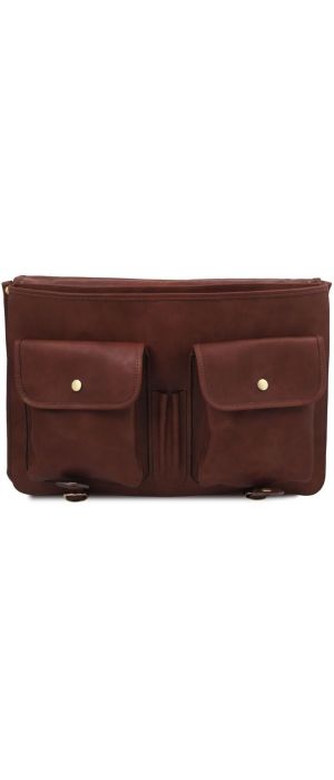 Επαγγελματική Τσάντα Δερμάτινη Ancona 17 ίντσες Tuscany Leather TL142073 Καφέ