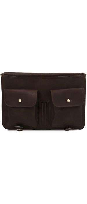 Επαγγελματική Τσάντα Δερμάτινη Ancona 17 ίντσες Tuscany Leather TL142073 Καφέ σκούρο