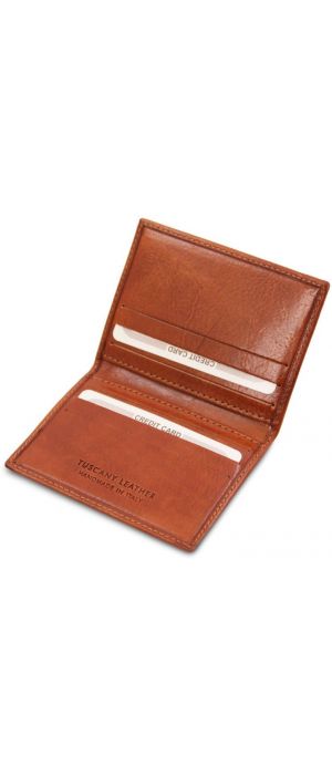 Δερμάτινη θήκη για Επαγγελματικές / Πιστωτικές κάρτες Tuscany Leather TL142063 Μελί