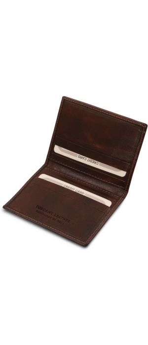 Δερμάτινη θήκη για Επαγγελματικές / Πιστωτικές κάρτες Tuscany Leather TL142063 Καφέ σκούρο