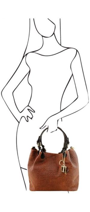 Γυναικεία τσάντα δερμάτινη Tuscany Leather TL141573 Κανελί