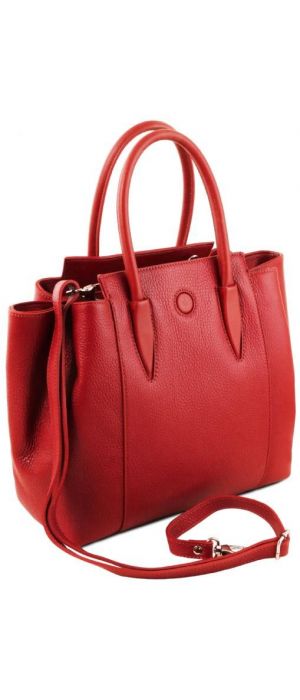 Γυναικεία Τσάντα Δερμάτινη Tulipan Tuscany Leather TL141727 Κόκκινο lipstick