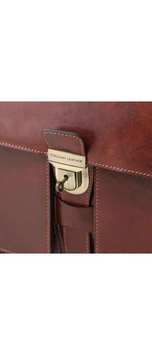 Ανδρική Επαγγελματική Τσάντα Δερμάτινη Assisi 15 ίντσες Tuscany Leather TL141825 Καφέ