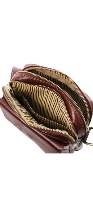 Ανδρικό Τσαντάκι Δερμάτινο Larry Tuscany Leather TL141915 Καφέ