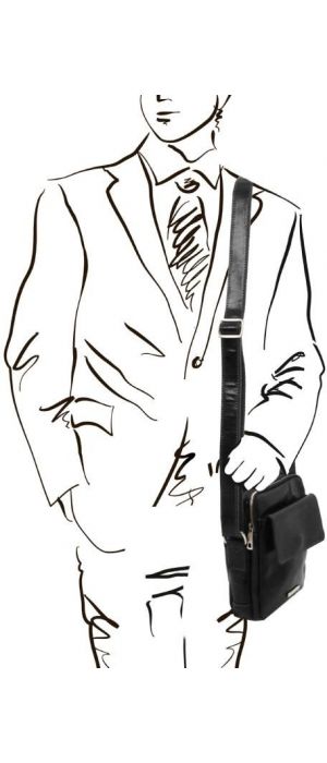 Ανδρικό Τσαντάκι Δερμάτινο Larry Tuscany Leather TL141915 Μαύρο