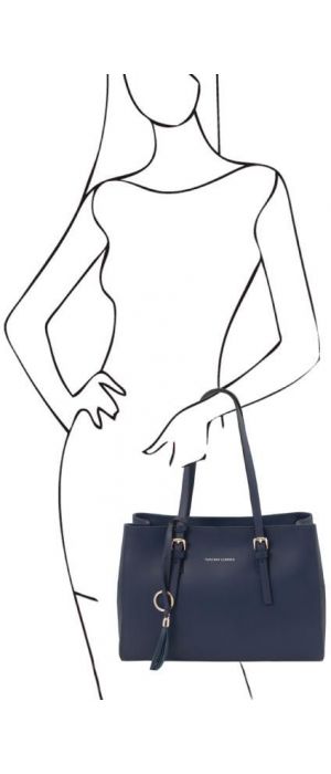 Γυναικεία Τσάντα Δερμάτινη Tuscany Leather TL142037 Μπλε σκούρο