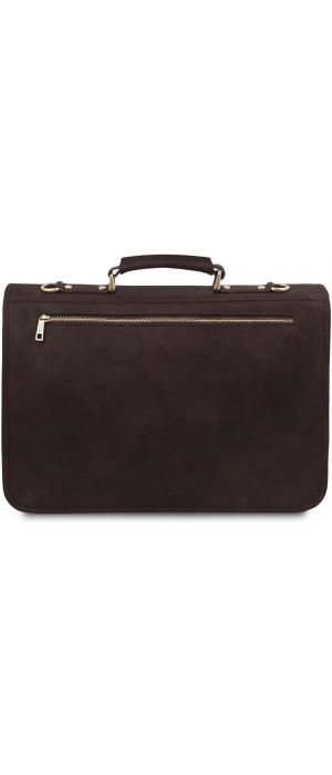 Επαγγελματική Τσάντα Δερμάτινη Ancona 17 ίντσες Tuscany Leather TL142073 Καφέ σκούρο