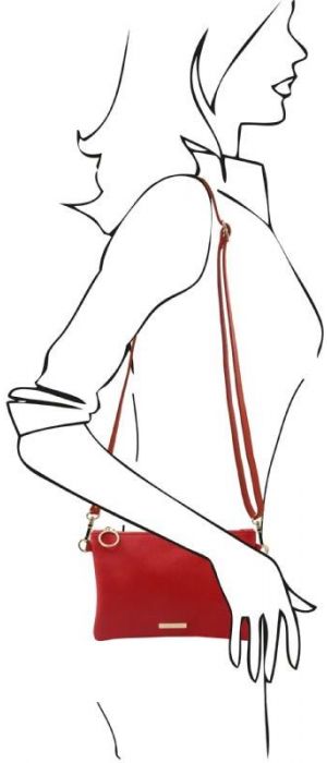 Γυναικείο Τσαντάκι Δερμάτινο Tuscany Leather TL142029 Κόκκινο lipstick