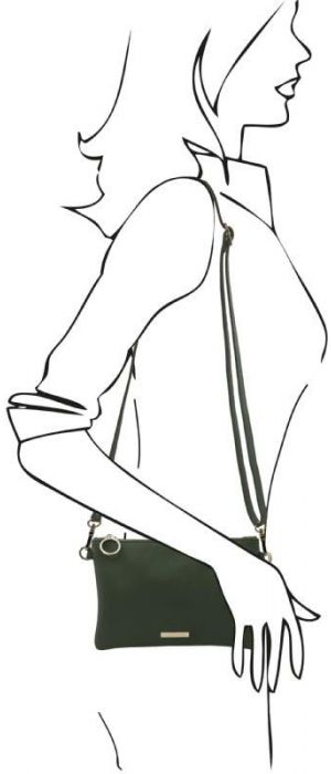 Γυναικείο Τσαντάκι Δερμάτινο Tuscany Leather TL142029 Κυπαρισσί