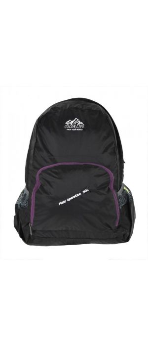 Αναδιπλούμενος σάκος πλάτης 40x27x15cm Colorlife Νο1705 Μαύρο