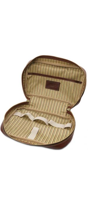 Θήκη Τσαντάκι Καλλυντικών Δερμάτινο Jacob Tuscany Leather TL142204 Καφέ