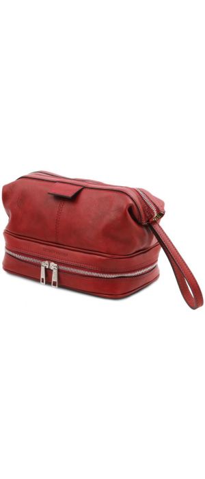 Θήκη Τσαντάκι Καλλυντικών Δερμάτινο Jacob Tuscany Leather TL142204 Κόκκινο