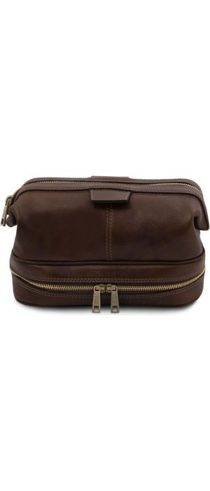 Θήκη Τσαντάκι Καλλυντικών Δερμάτινο Jacob Tuscany Leather TL142204 Καφέ σκούρο