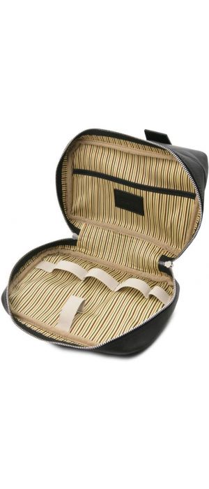 Θήκη Τσαντάκι Καλλυντικών Δερμάτινο Jacob Tuscany Leather TL142204 Μαύρο