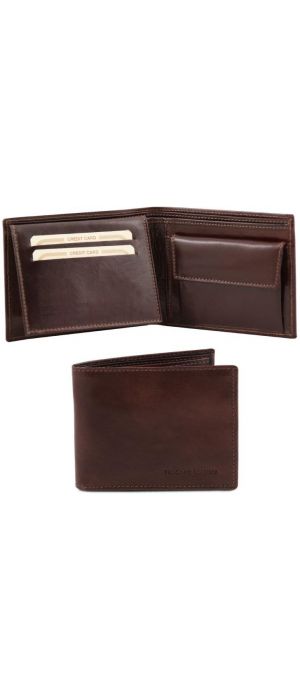 Ανδρικό Δερμάτινο Πορτοφόλι Tuscany Leather TL140763 Καφέ σκούρο