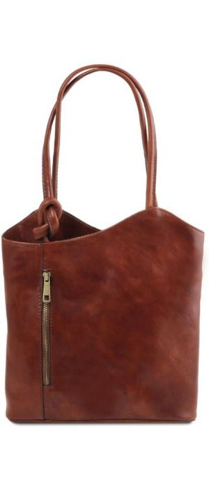 Γυναικεία Τσάντα Δερμάτινη Πλάτης & Ώμου Patty Tuscany Leather TL141497 Καφέ