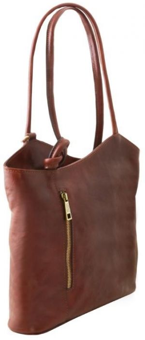 Γυναικεία Τσάντα Δερμάτινη Πλάτης & Ώμου Patty Tuscany Leather TL141497 Καφέ