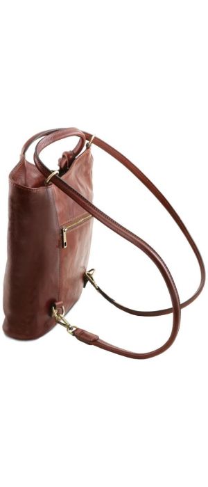 Γυναικεία Τσάντα Δερμάτινη Πλάτης & Ώμου Patty Tuscany Leather TL141497 Καφέ