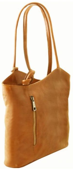 Γυναικεία Τσάντα Δερμάτινη Πλάτης & Ώμου Patty Tuscany Leather TL141497 Κίτρινο