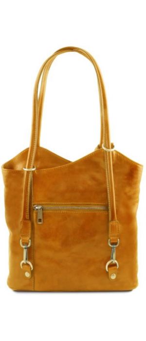 Γυναικεία Τσάντα Δερμάτινη Πλάτης & Ώμου Patty Tuscany Leather TL141497 Κίτρινο